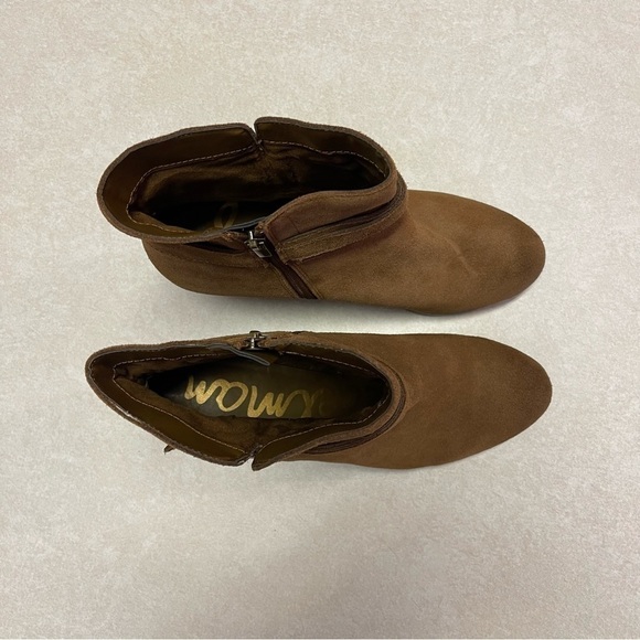Sam Edelman Lynne Block Heel Boots Western Short Buckle Brown Suede Size 10M - Picture 4 of 10
